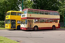 Colchester Borough Transport 1980 Leyland bus (right) at the 2012 East Anglia Transport Museum bus rally Eastern National bus 3072 (KOO 790V) & Colchester Corporation bus 90 (RVW 90W), 2012 East Anglia Transport Museum bus rally.jpg