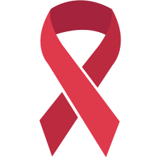 Q's runway dress references the red ribbon, an awareness ribbon used as the symbol for the solidarity of people living with HIV/AIDS Emojione1 1F397.svg