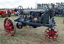 The Farmall introduced the row crop configuration, which utilized a narrow frontend wheel arrangement Farmall Regular. 1930 (8167774826).jpg