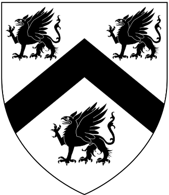 Arms of Finch:Argent,a chevron between three griffins passant sable FinchArms.svg