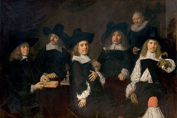 Group portrait of the Regents of the Old Men's Almshouse, by Frans Hals, 1664