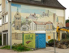 Gebäudewand in Gehrden mit Motiven aus dem Stadtbild