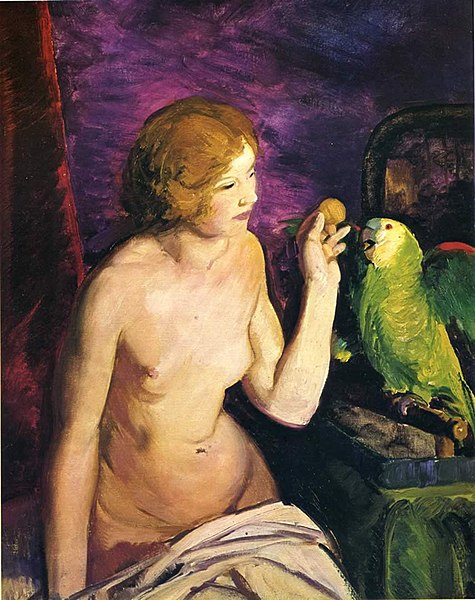 File:George Bellows - nude-girl-and-parrot.jpg