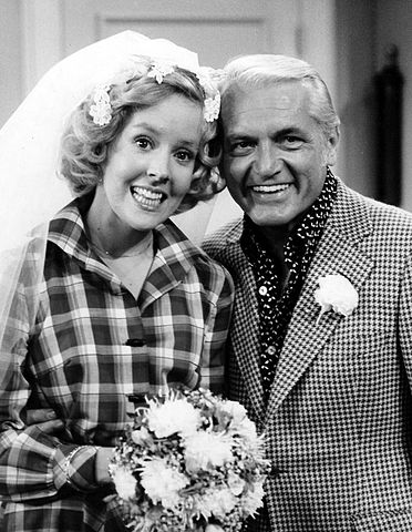 Wedding photo of Ted Baxter (Ted Knight) and Georgette Franklin (Georgia Engel), 1975