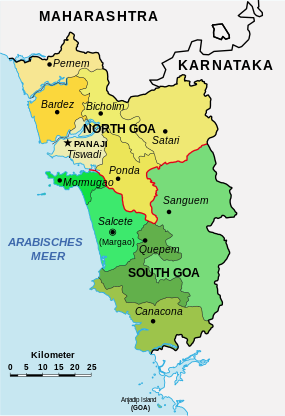 Positionskarte des Distrikts North Goa