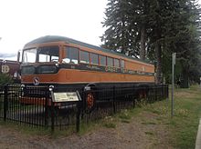 A preserved 1951 Kenworth bruck displayed at the Whitefish Depot. Great Northen Shuttle Bus.jpeg