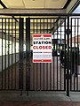 Grosvenor-Strathmore WMATA Metrorail station closed sign on gate 2020-05-10.jpg