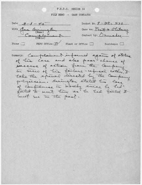 File:Gus Arrington (Case 9-BR-470), File memo - Case Contacts - NARA - 292235.tif