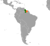 Location map for Guyana and Suriname.