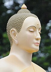 Head of a Buddha image, as designed by sculptors from Wat Phra Dhammakaya
