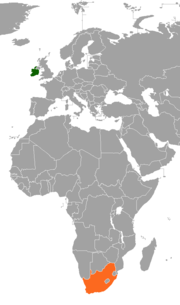 Location map for Ireland and South Africa.