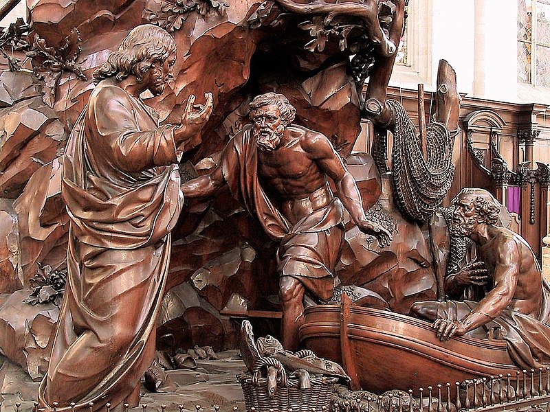 File:Jan Frans van Geel and Jan Baptist van Hool - The calling of St. Peter and St. Andrew, detail of the pulpit in the St. Andrew's Church, Antwerp.jpg