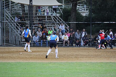 The 19 March 2012 game at Hawker International Softball Centre between the ACT representative side and the Japanese national team. No. 2 is Clare Warick. No. 4 is Justine Smethurst. Japan v ACT Match 1 0857.JPG