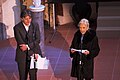 Eva Jiřičná and Brian Clarke at farewell for Jan Kaplický, Prague, January 2009.