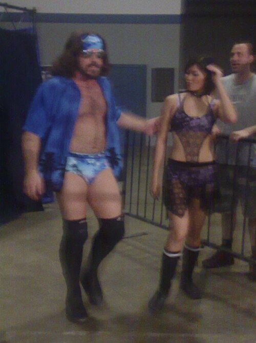 Chung (right) with Joey Ryan at night three of the Pro Wrestling Guerrilla event "Battle of Los Angeles" in September 2007