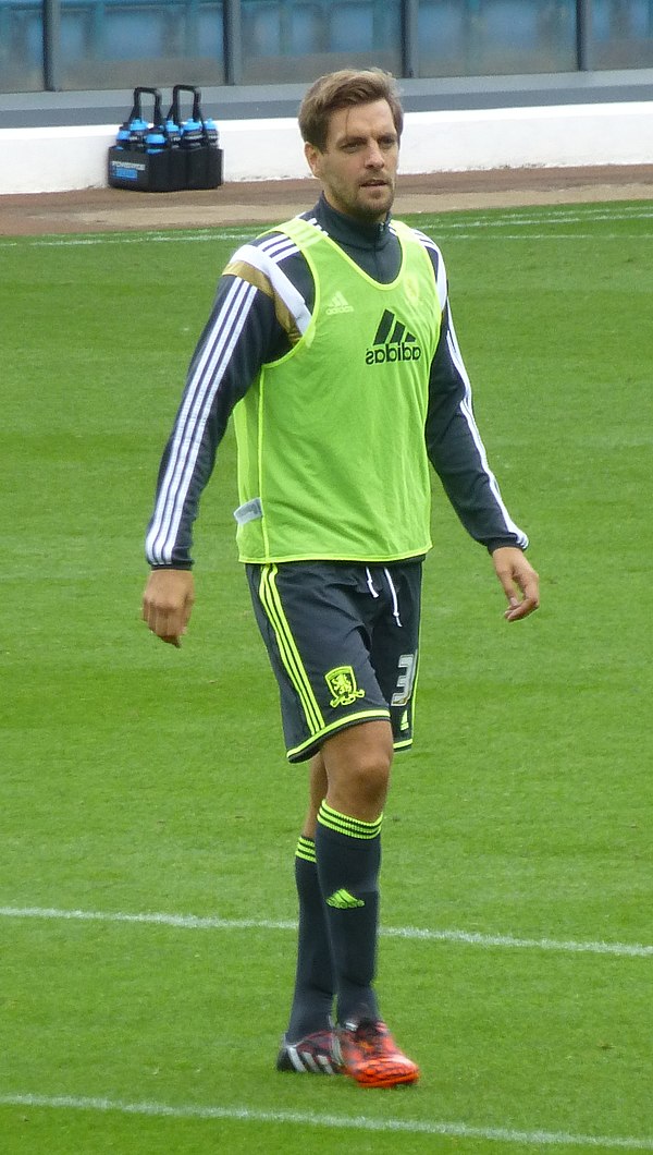 Woodgate playing for Middlesbrough in 2014