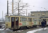 Tramstel 567 + 1548 op lijn 16 op een speciale rit voor de Sporvejshistorisk Selskab op het eindpunt Emdrupvej; 5 april 1970.