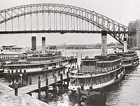 Kirrule and other ferries laid up at McMahons Point, 1950s