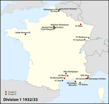 Division 1 teams in the 1932/33 season