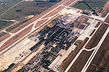 Aerial overview of the airport's grounds.