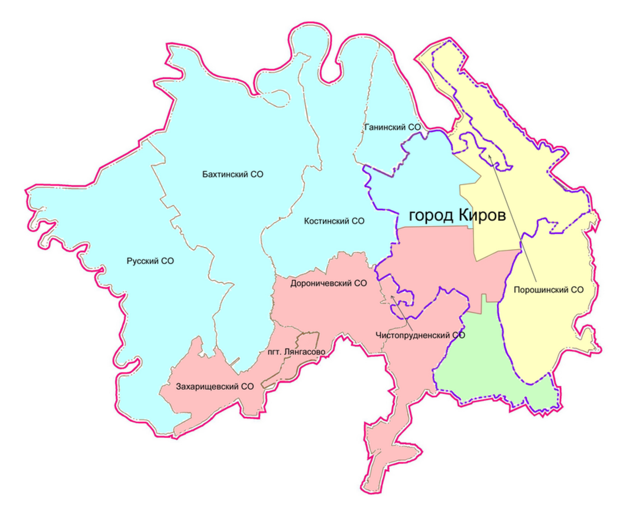 Районы города Кирова на карте