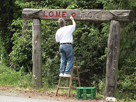 Kitsap Washington Lone Rock sign touch up 2 Aug 2011