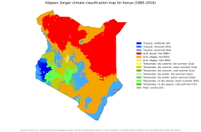 Köppen climate classification map for Kenya for 1980–2016