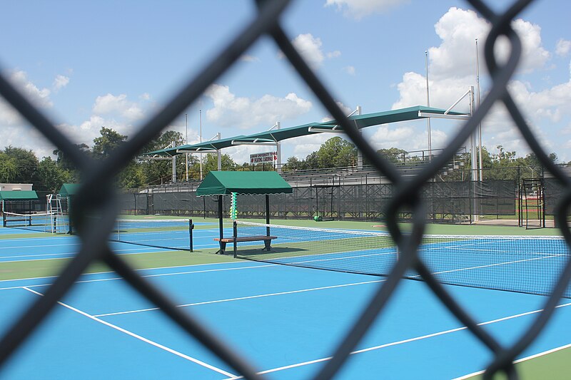File:Lamar Tennis Courts looking through the fence at the grandstands.jpg