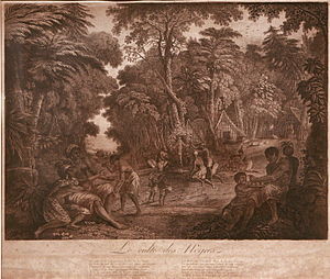 Religion of negroes, engraving, Paris, 1795, made to celebrate the first abolition of slavery on 4 February 1794. Le culte des negres-Nicolas Colibert mg 8492.jpg