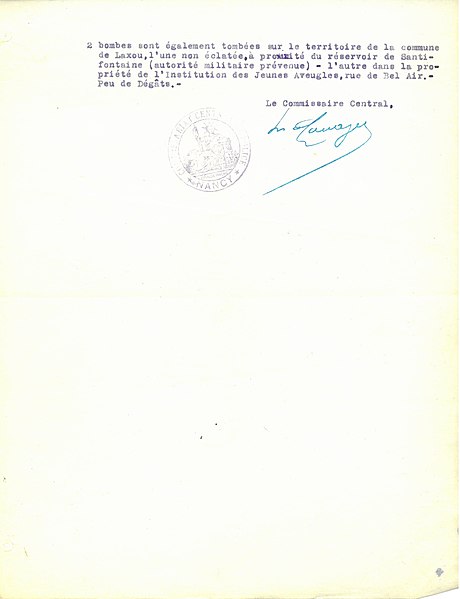 File:Lettre du Commissariat de Nancy au Maire concernant les bombardements à Nancy, 1917 (partie 3).jpg