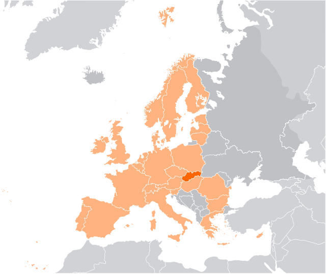 Localisation de la Slovaquie en Europe