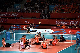 Sitting volleyball Variant of volleyball where the players sit on the floor