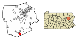 Hazleton'ın Luzerne County, Pensilvanya'daki konumu.