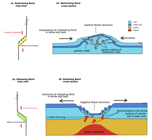 Extensional magmatism caused by strain partitioning: insights from