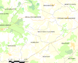 Mapa obce Neuvy-Deux-Clochers