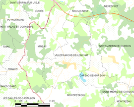 Mapa obce Villefranche-de-Lonchat