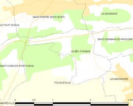 Mapa obce Le Bec-Thomas