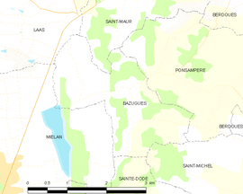 Mapa obce Bazugues
