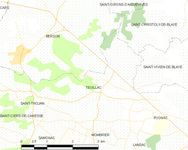 Mapa obce Teuillac
