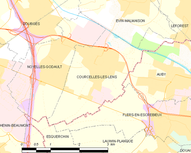 Courcelles-lès-Lens só͘-chāi tē-tô͘ ê uī-tì