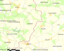 Mapa obce Blennes