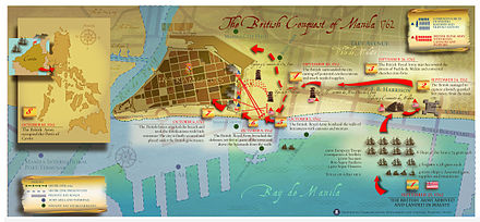 Map of the British conquest of Manila in 1762. Map of British Conquest of Manila 1762.jpg