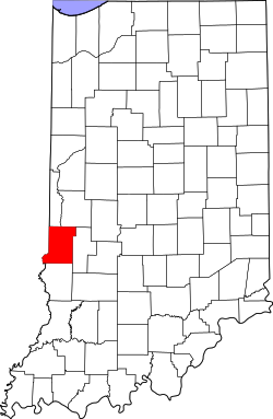 map of Indiana highlighting Vigo County