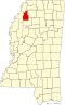 Mississippi térképe, kiemelve a Quitman megyét.svg