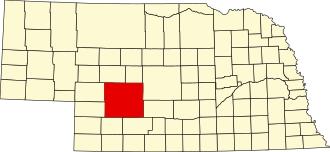 Location of Lincoln County in Nebraska Map of Nebraska highlighting Lincoln County.svg