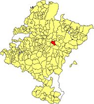Localização do município de Unciti em Navarra