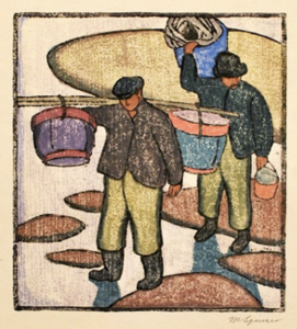 Maud Hunt Squire, Clam Fishermen, xilogravura, 1917