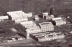 Ciudad de Libertad, desde el aire, y talleres ferrocarril Midland