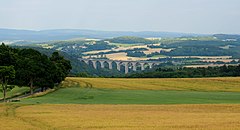 Fernsicht auf die Elstertalbrücke im Vogtland