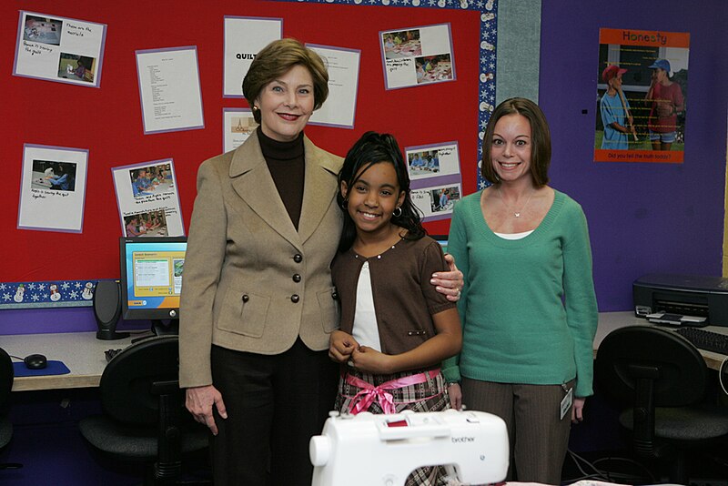 File:Mrs. Laura Bush Embraces 10-year-old Taylor Rice During a Visit to the Learning Center at Andrews Air Force Base, Maryland - DPLA - 0df7d226fefa697e0bc4a0fd46bf0686.JPG